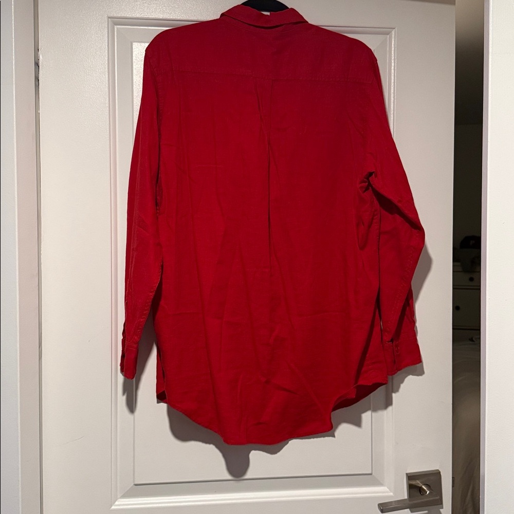 Aritzia Red Long-Sleeve Button-Down Shirt - Picture 3 of 3